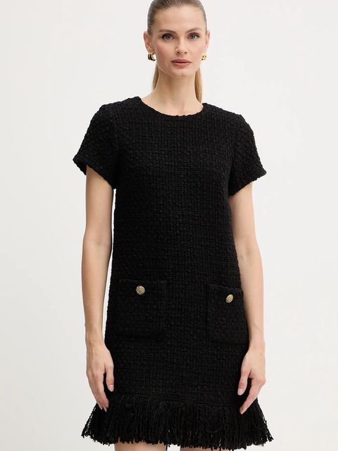 Luisa Spagnoli sukienka z dodatkiem wełny kolor czarny mini prosta 542531 - zdjęcie produktu nr 1