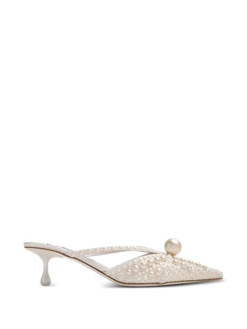 Jimmy Choo Sana pearl-embellished pointed mules - White - zdjęcie produktu nr 1