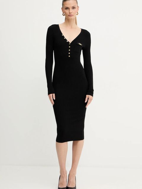 Elisabetta Franchi sukienka z dodatkiem jedwabiu kolor czarny mini dopasowana AM10B56E2 - zdjęcie produktu nr 1