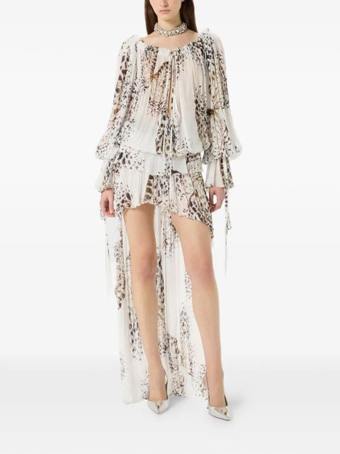 Blumarine Georgette butterfly-print skirt - White - zdjęcie produktu nr 2