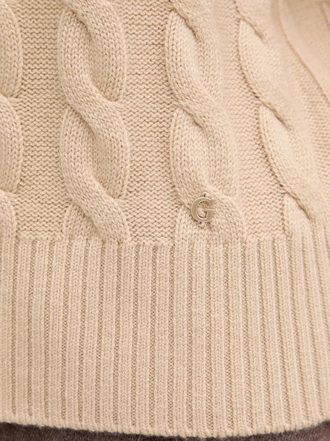 Guess sweter z dodatkiem wełny ELSA damski kolor beżowy z golfem W5BR30 Z1192