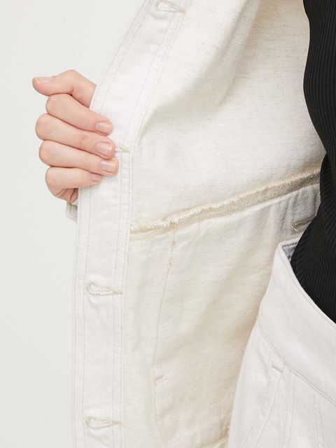 IRO kurtka z domieszką lnu kolor beżowy przejściowa oversize