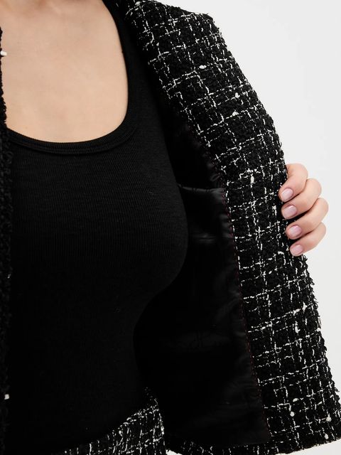 HUGO marynarka z wełną kolor czarny jednorzędowa wzorzysta 50547594