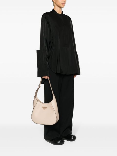 Prada triangle-logo leather shoulder bag - Neutrals