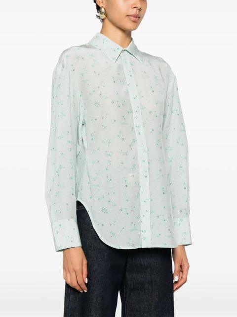 Victoria Beckham floral-print long-sleeve shirt - Blue