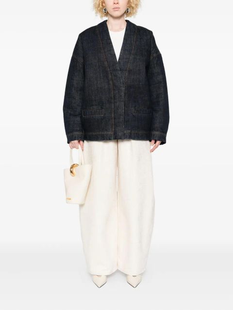 Jacquemus denim contrast-stitching jacket - Blue