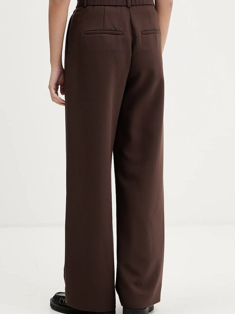 Abercrombie & Fitch spodnie damskie kolor brązowy szerokie high waist KI156-5502-480