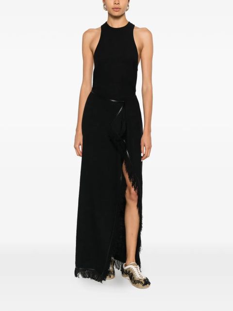 Nanushka Rayen frayed draped midi dress - Black - zdjęcie produktu nr 2