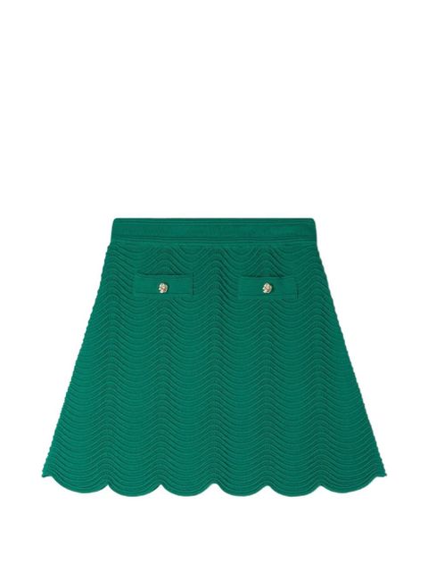 SANDRO wave-pattern knitted mini skirt - Green - zdjęcie produktu nr 1