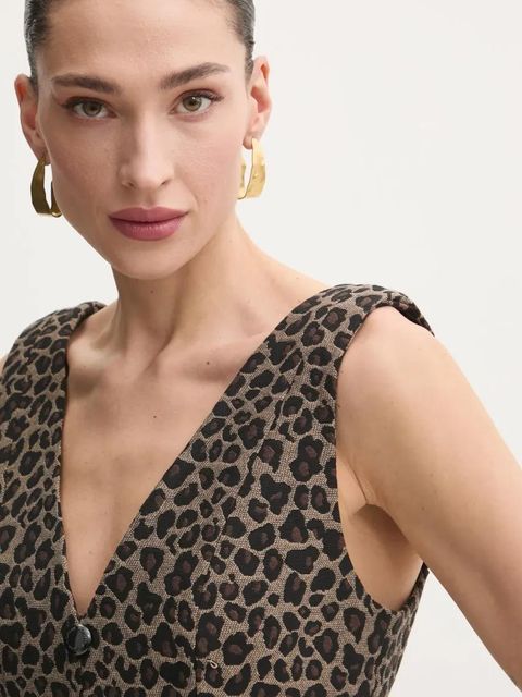 Morgan sukienka RBILI.F kolor beżowy mini dopasowana RBILI.F - zdjęcie produktu nr 2