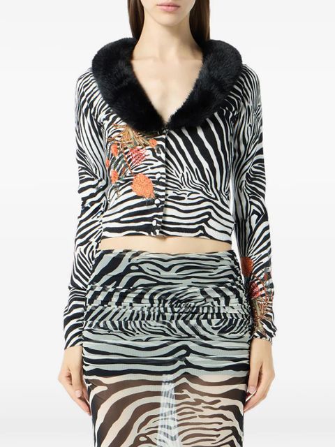 Blumarine zebra-pattern cardigan - White