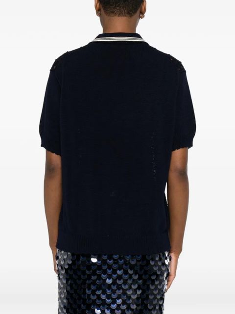 Miu Miu striped knitted polo shirt - Blue