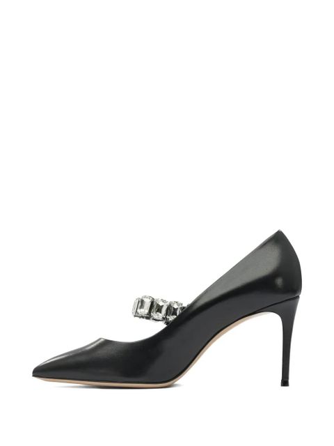 Casadei 100mm crystal-embellished pointed-toe pumps - Black