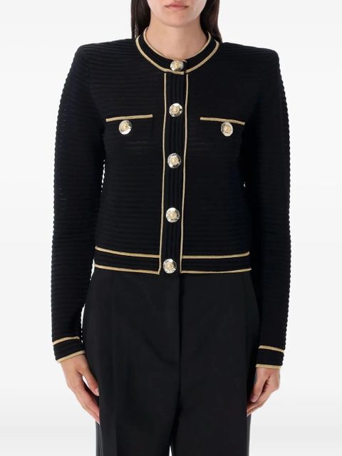 Balmain ribbed gold-trimmed cardigan - Black - zdjęcie produktu nr 1