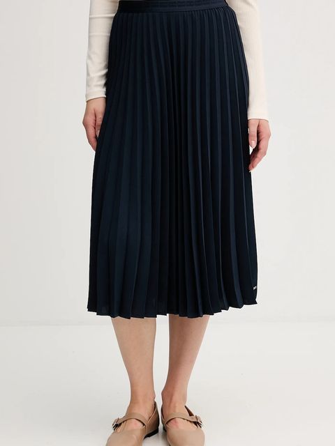 Tommy Hilfiger spódnica kolor granatowy midi rozkloszowana WW0WW48538 - zdjęcie produktu nr 1