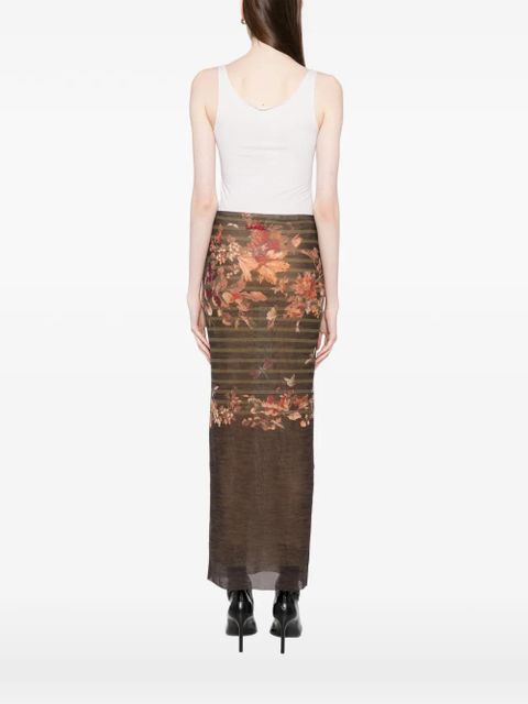 Jean Paul Gaultier floral-print skirt - Brown