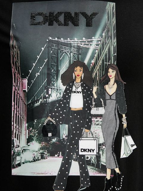 Dkny t-shirt KNIT TOPS damski kolor czarny P5MOHWNA