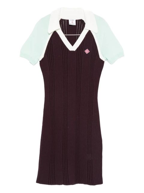 Casablanca V-neck logo-detail dress - Brown