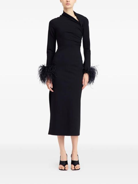 16Arlington Yola feather-trim midi dress - Black