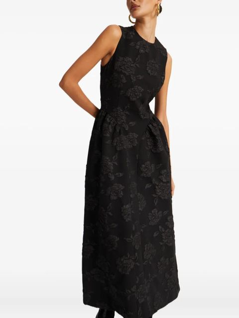 ROTATE BIRGER CHRISTENSEN floral-jacquard midi dress - Black