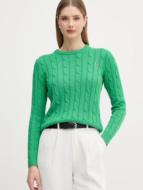 U.S. Polo Assn. sweter damski bawełniany CREW NECK CABLE - zdjęcie produktu nr 2