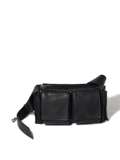 Miu Miu flap-pockets leather shoulder bag - Black - zdjęcie produktu nr 2