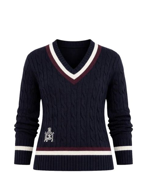 Lauren Ralph Lauren cable-knit V-neck sweater - Blue - zdjęcie produktu nr 1