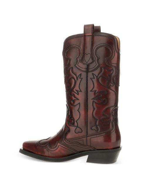 GANNI panelled western boots - Brown