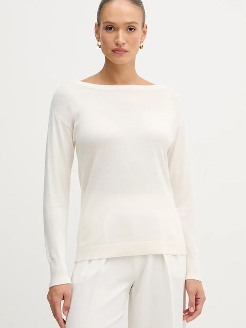 Sisley sweter wełniany damski kolor beżowy lekki 11BAM1A48 - zdjęcie produktu nr 1