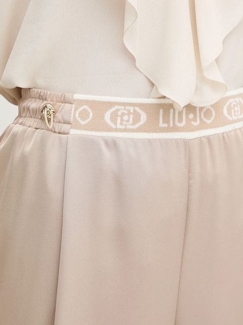 Liu Jo spodnie damskie kolor beżowy proste high waist TF5192.T004A