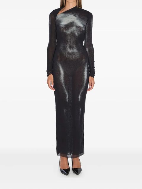 Jean Paul Gaultier body dust print asymmetric-neck maxi dress - Black - zdjęcie produktu nr 1