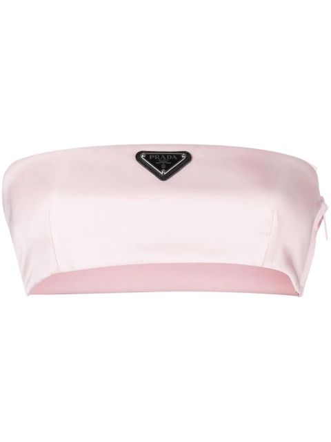 Prada Re-Nylon logo-plaque bandeau top - Pink