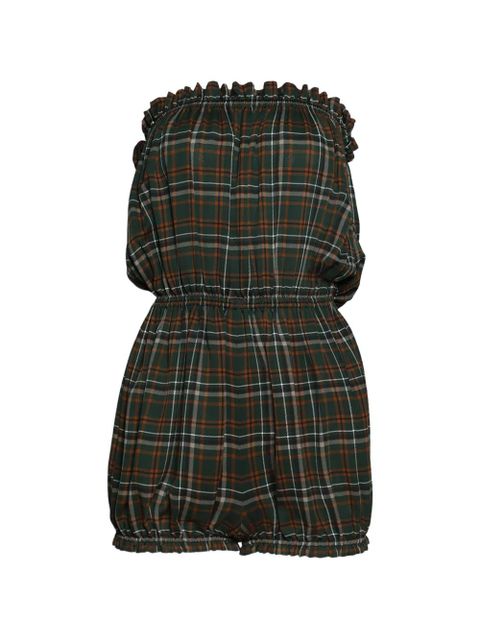 Saint Laurent ruffled checked jumpsuit - Green - zdjęcie produktu nr 1