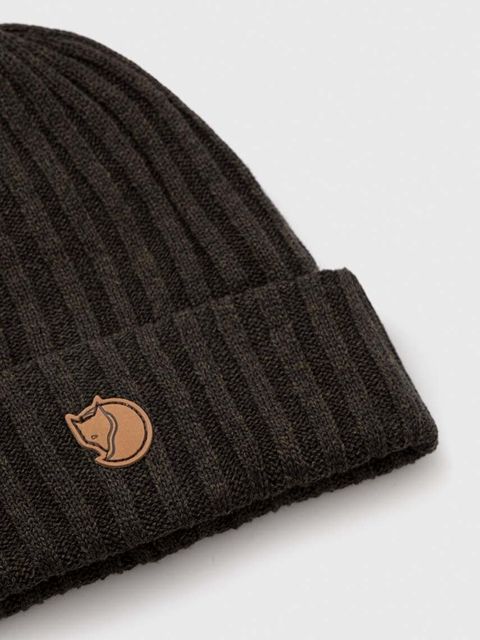 Fjallraven czapka Byron kolor zielony wełniana