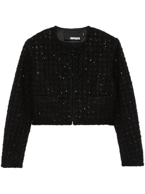 ROTATE BIRGER CHRISTENSEN bouclé cropped jacket - Black - zdjęcie produktu nr 1