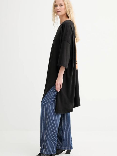 MUNTHE t-shirt bawełniany LYSIS damski kolor czarny 253110525360