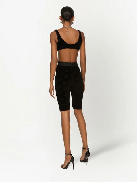 Dolce & Gabbana DG-logo flocked bralette top - Black