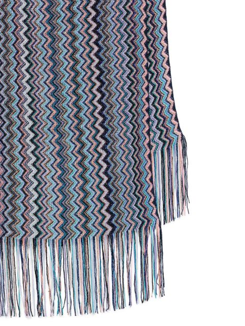 Missoni zig-zag fringed scarf - Blue