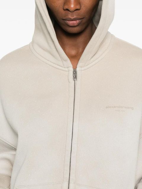 Alexander Wang crystal-embellished hoodie - Neutrals