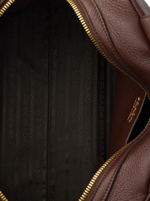 Prada large leather top-handle tote bag - Brown