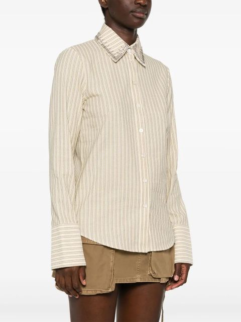 Golden Goose crystal-embellished striped shirt - Neutrals