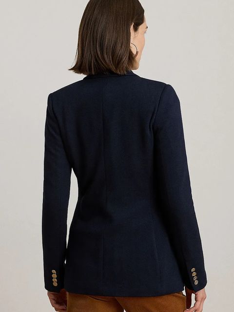 Lauren Ralph Lauren marynarka kolor granatowy jednorzędowa gładka 200980021