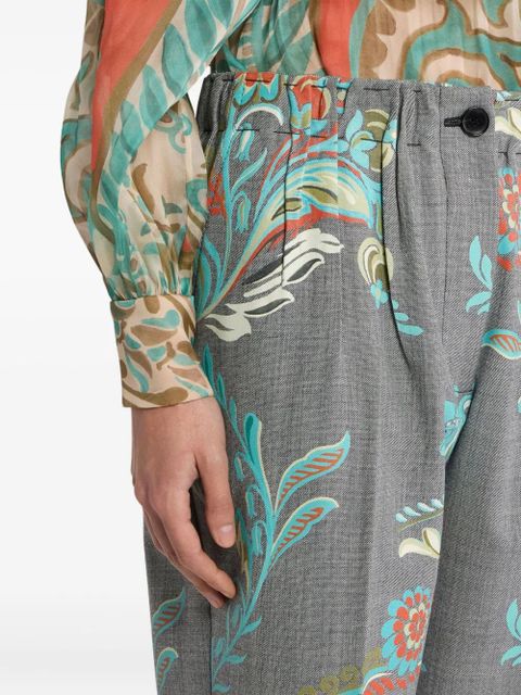 ETRO floral-print pleated trousers - Grey