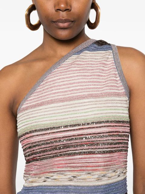 Missoni striped one-shoulder mini dress - Neutrals