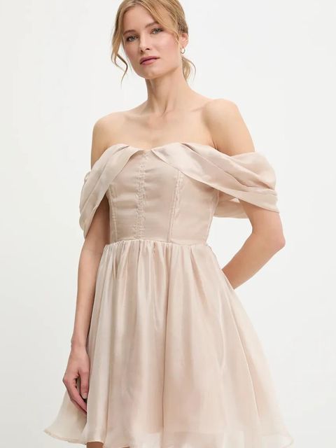 Answear.LAB sukienka kolor beżowy mini rozkloszowana - zdjęcie produktu nr 1