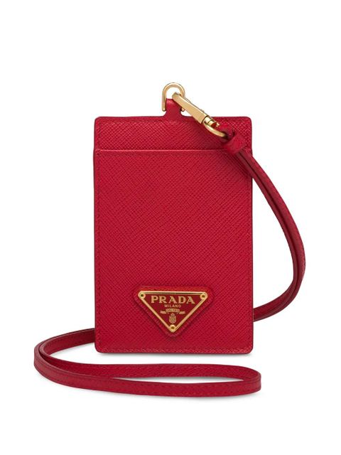 Prada logo-plaque lanyard cardholder - Red - zdjęcie produktu nr 1