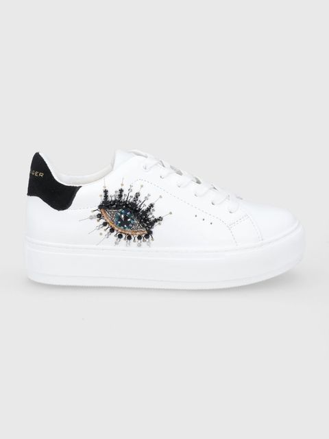 Kurt Geiger London Buty skórzane Laney Eye kolor biały na platformie 8487310109 - zdjęcie produktu nr 1