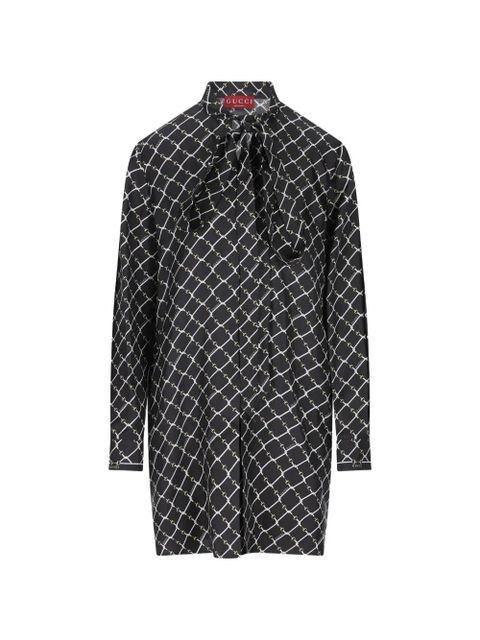Gucci pussy-bow printed mini dress - Black - zdjęcie produktu nr 1