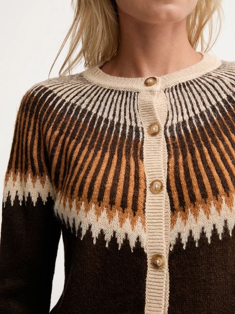 Pepe Jeans kardigan z domieszką wełny damski kolor brązowy PL7000048