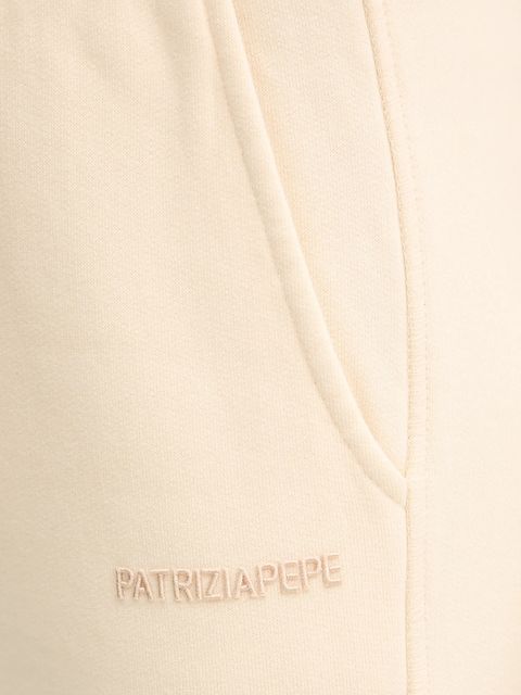 Patrizia Pepe spodnie dresowe bawełniane damskie kolor beżowy gładkie 2P1718 J079